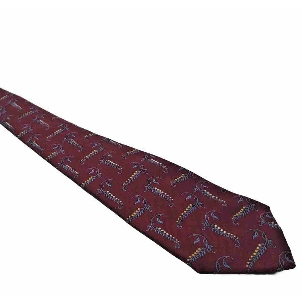 Nordstrom Robert Talbott Jaquard Silk Tie Hand Sewn Leaf Pattern VTG USA